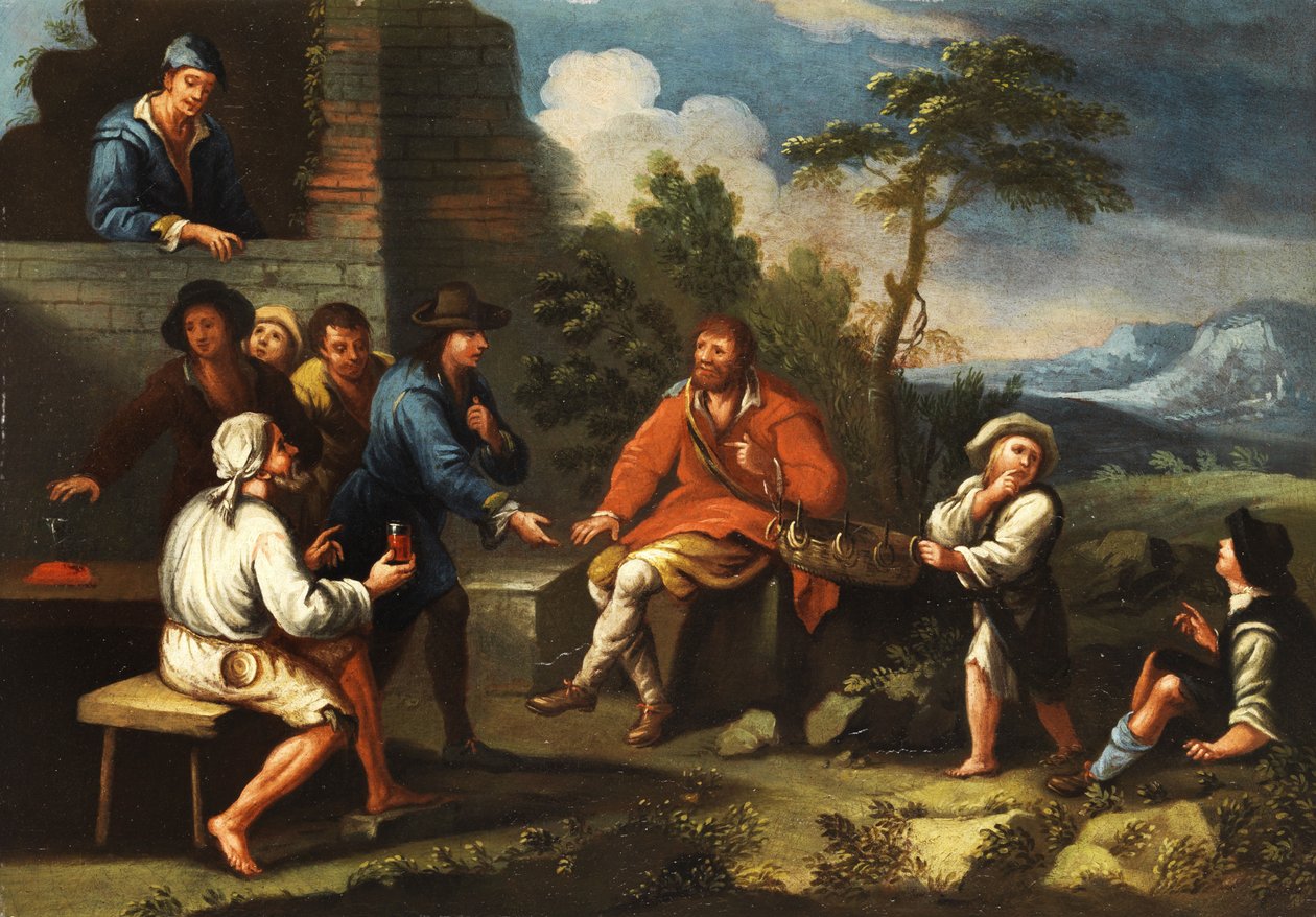 Italienske countryfolk som spiller ringkasting. av Paolo Monaldo