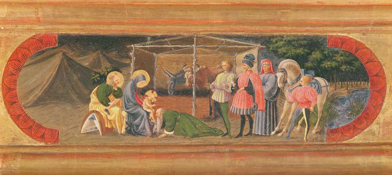 Quarata Predella som viser tilbedelsen av magiene, 1435-40 (tempera på panel) av Paolo Uccello