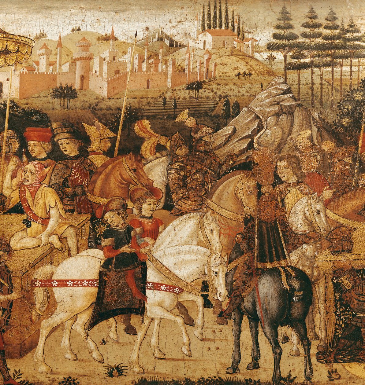 Triumfen til Julius Cæsar (100-44 f.Kr.) (tempera på panel) av Paolo Uccello