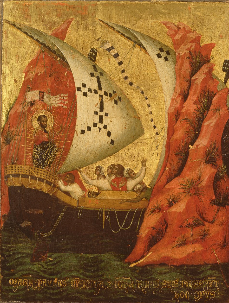The Apparition of St. Mark, fra panelet til Pala Feriale, 1345 (tempera på panel) av Paolo Veneziano