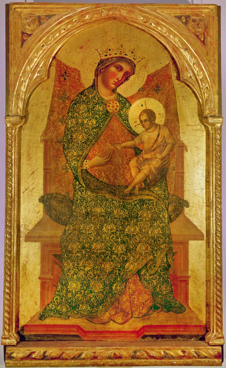 Jomfru og barn i det sentrale panelet til en polyptyk, 1354 (tempera på panel) av Paolo Veneziano