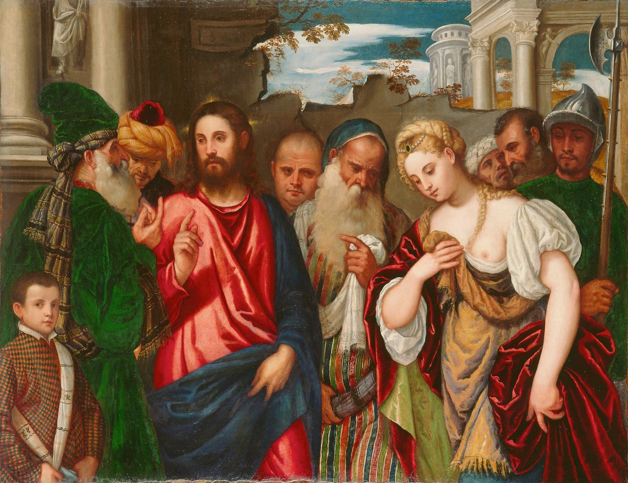 Kristus og kvinnen tatt i utroskap, ca. 1540 av Paolo Veronese