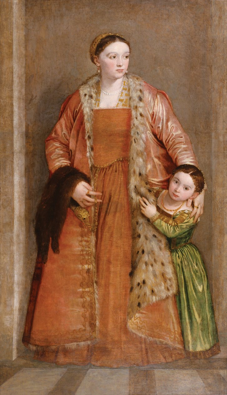 Portrett av grevinne Livia da Porto Thiene og datteren Deidamia av Paolo Veronese