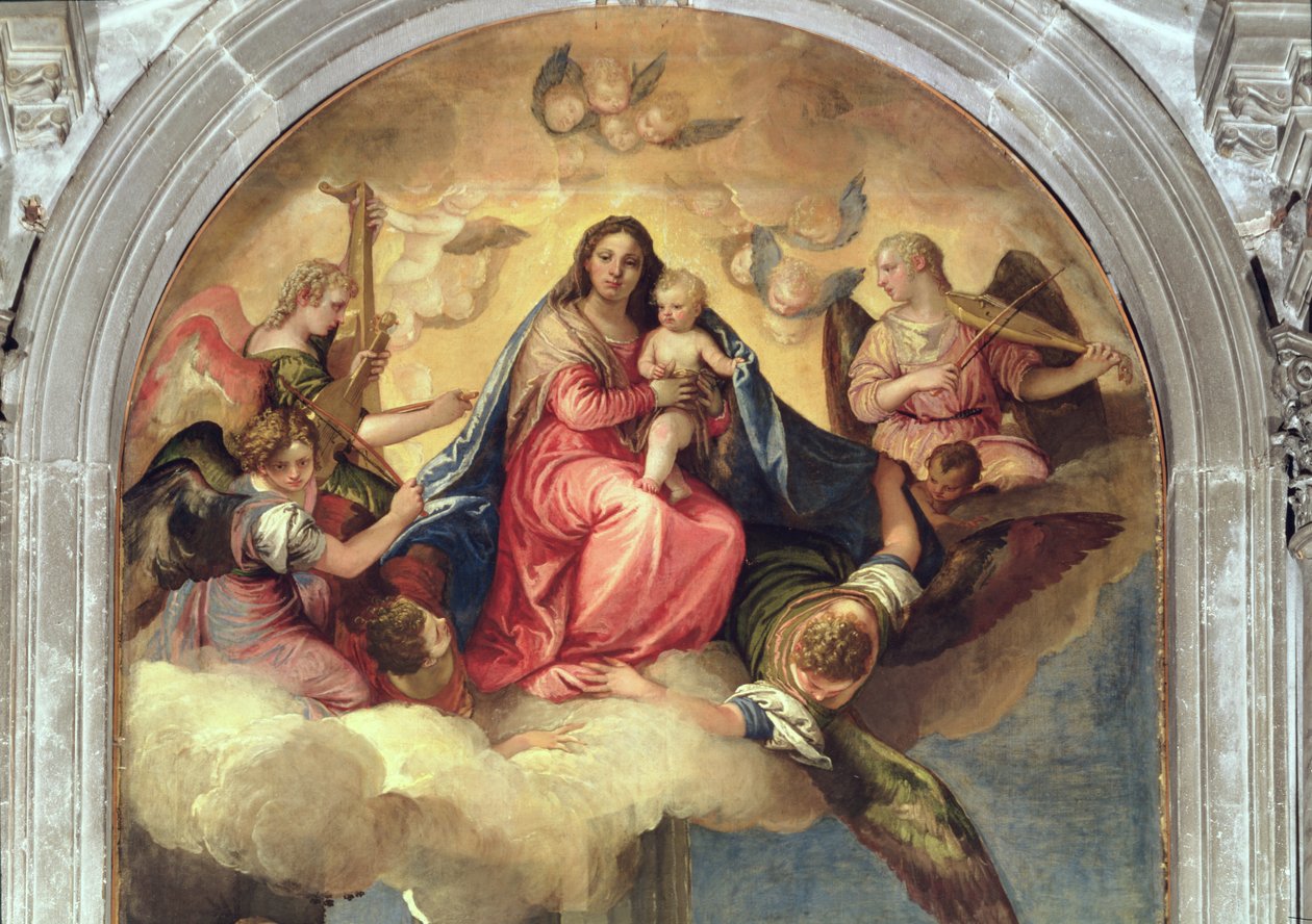 Jomfru og barn med englemusikere (detalj av 33414) av Paolo Veronese