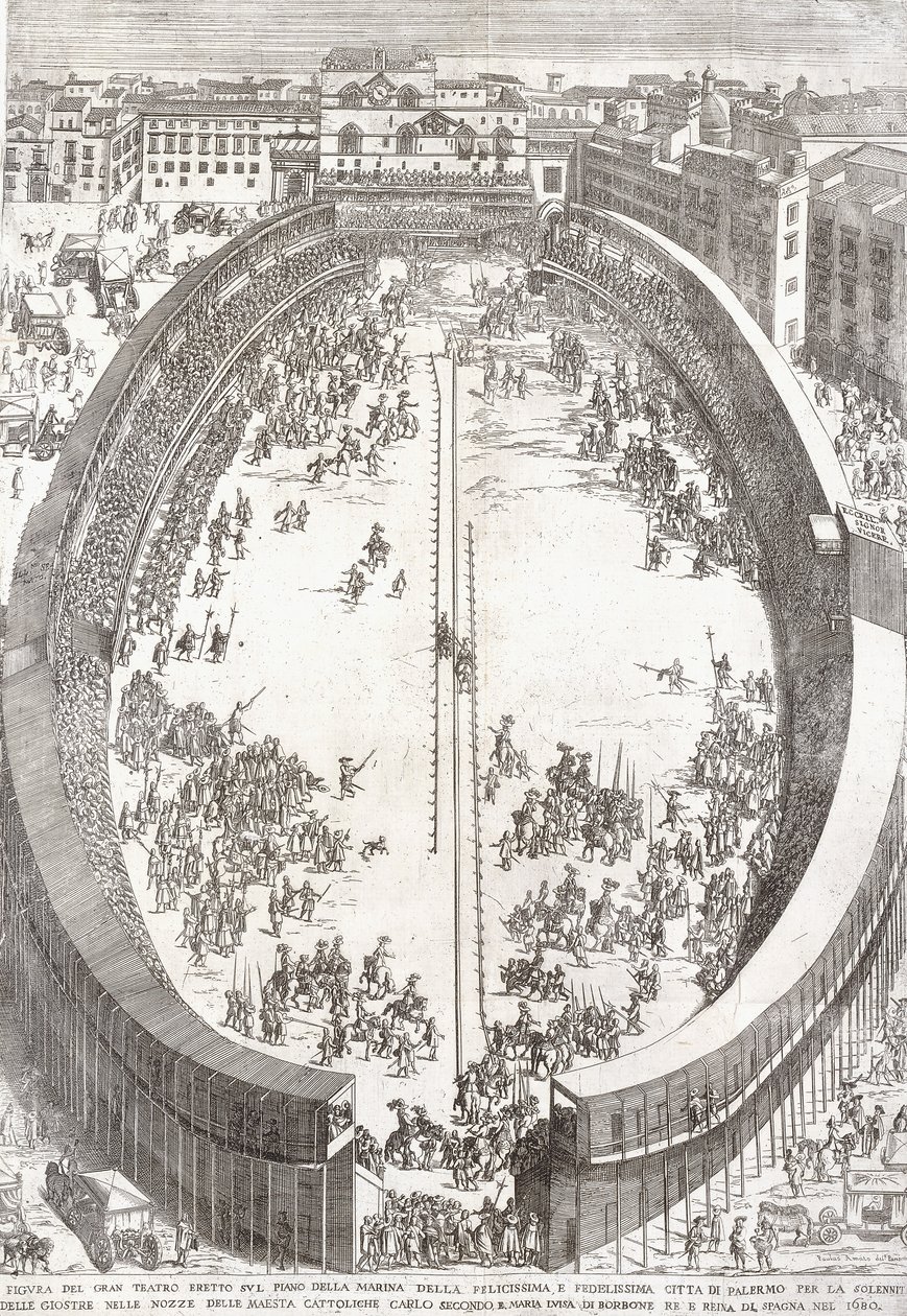 En stor sammenleggbar plate av det store teateret, 1680 av Paolo Amato
