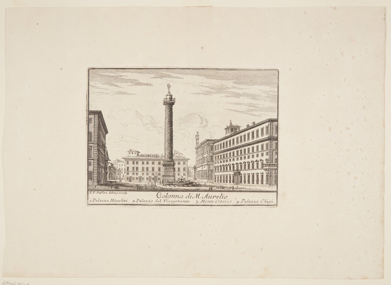 Kolonne av M. Aurelio. 1. Palazzo Niccolini. 2. Visemannens palass. 3. Monte Citorio. 4. Palazzo Chigi av Paolo Anesi