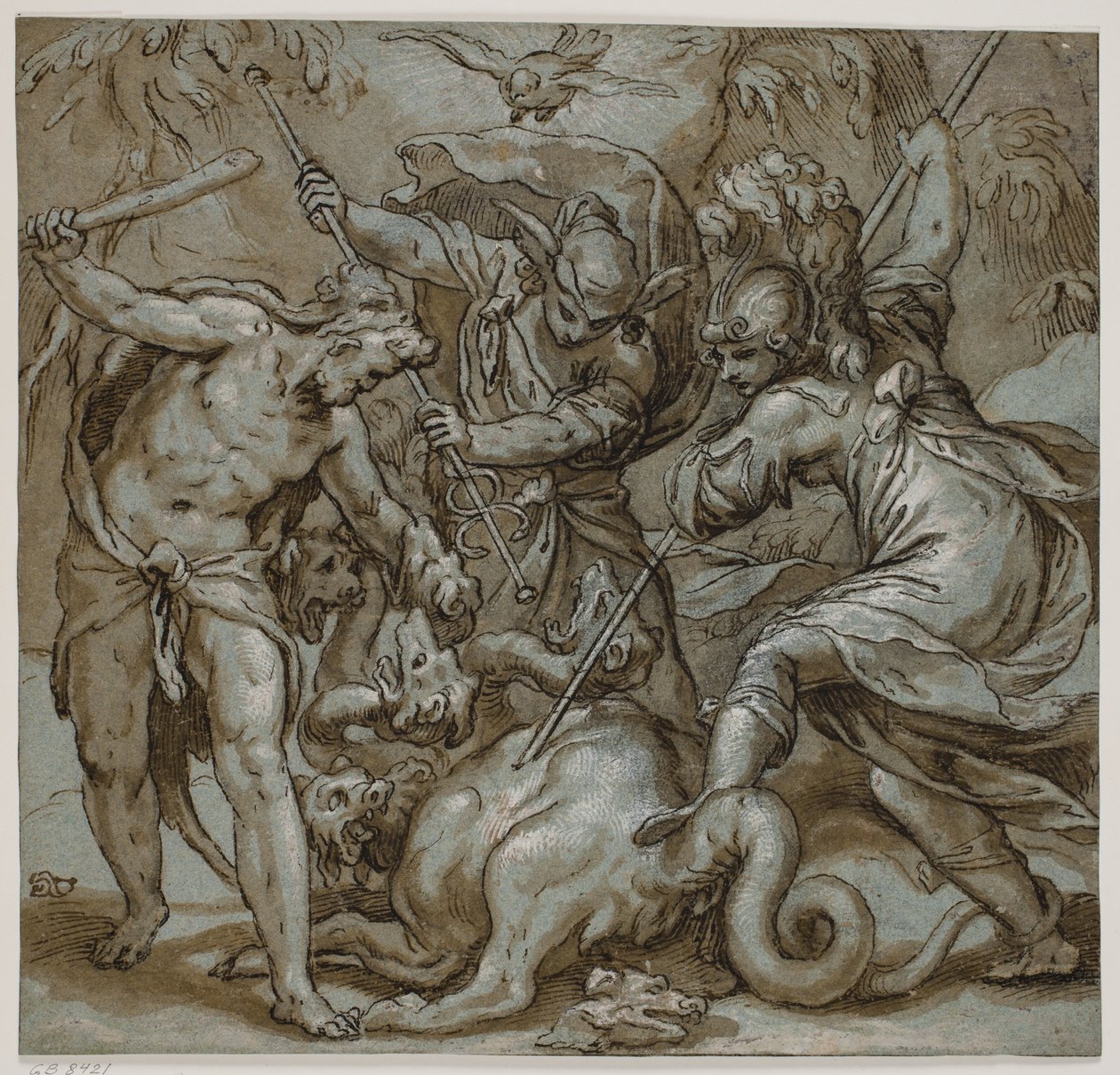 Hercules, Mercury og Minerva dreper Hydraen av Paolo Farinati