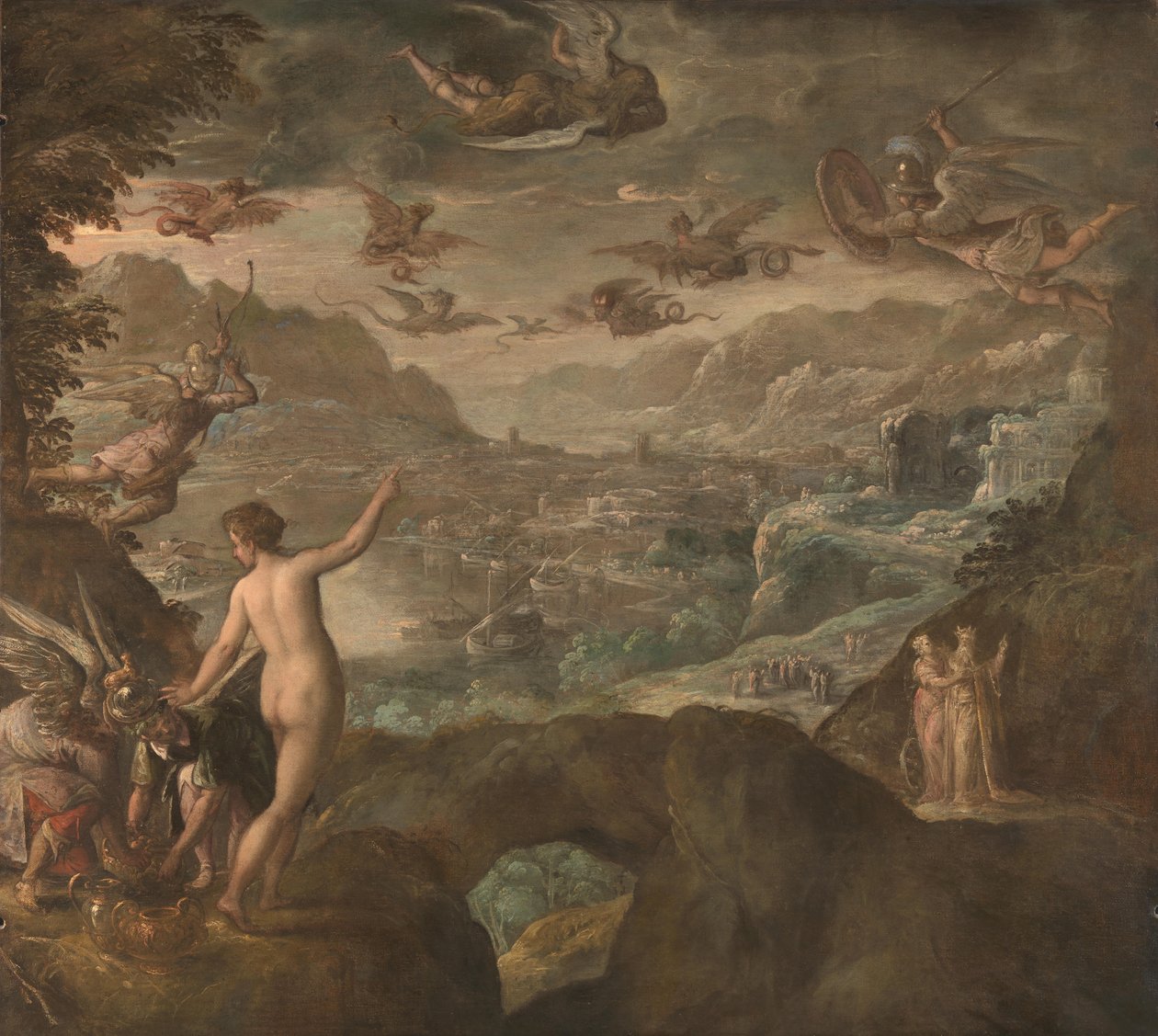 Landskap med utvisningen av harpiene, ca 1590 av Paolo Fiammingo