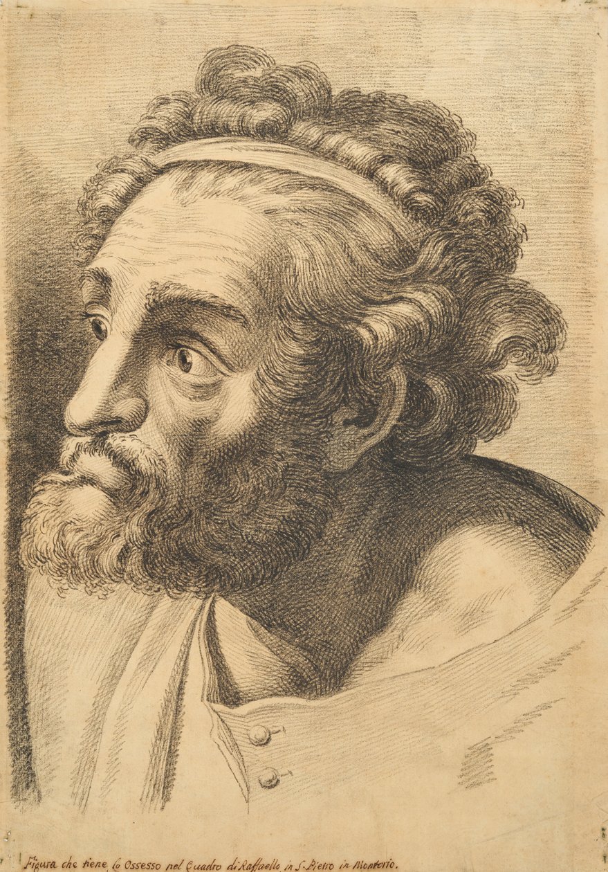 Leder av en skjeggete mann, fra 42 Studies of Heads after Raphael av Paolo Fidanza