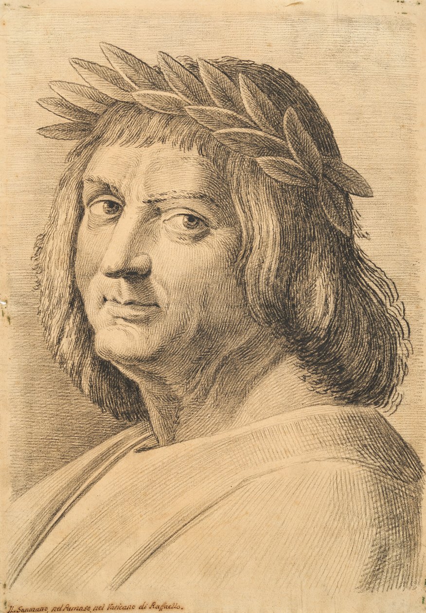 Torso og hodet til en mann, fra 42 Studies of Heads after Raphael av Paolo Fidanza