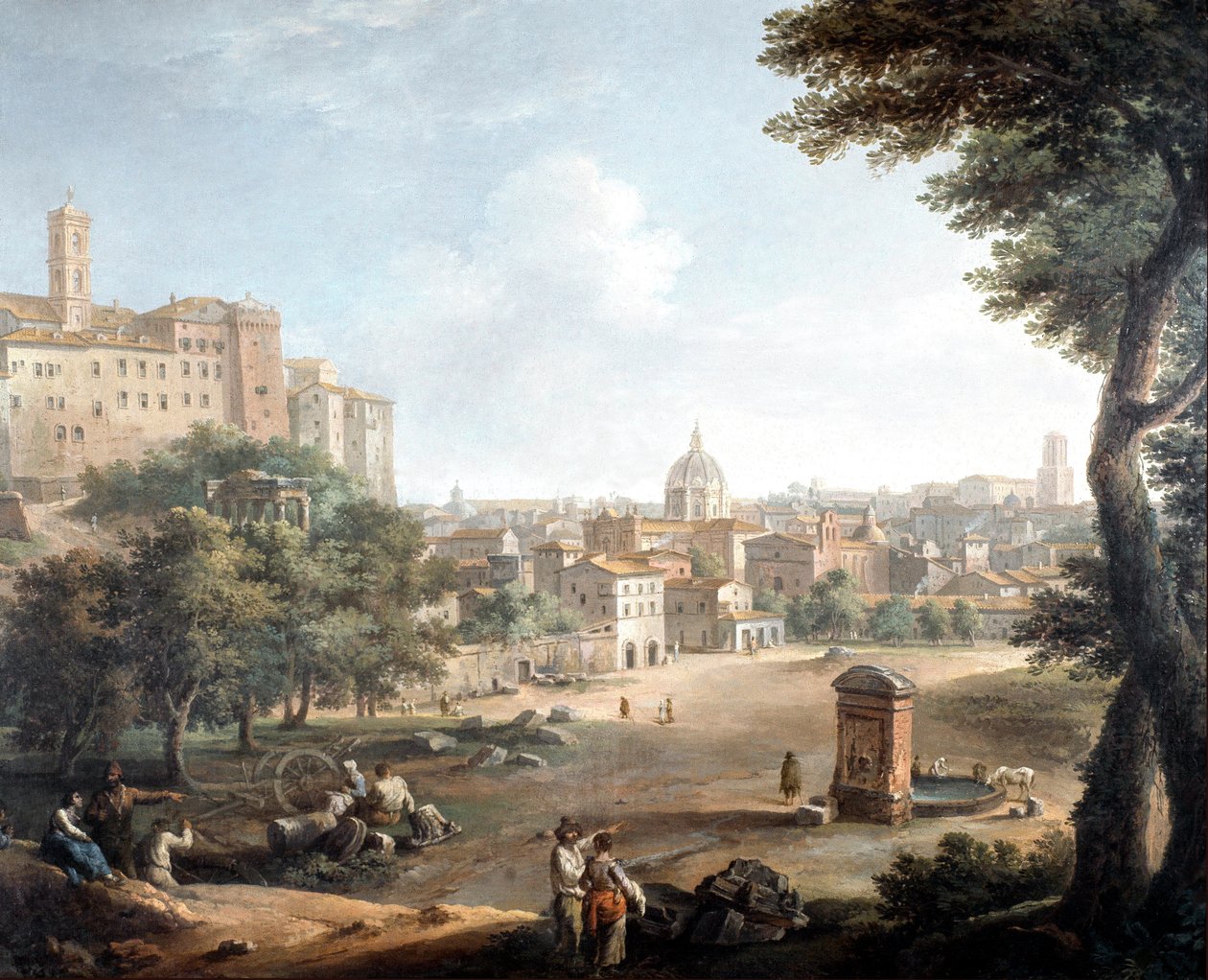 Utsikt over Campo Vaccino i Roma (maleri av Paolo Monaldi