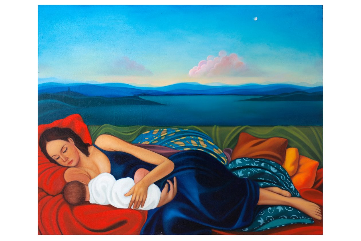 Barbara og Artemisia, 2020 (olje på trepanel) av Paolo Perfranceschi