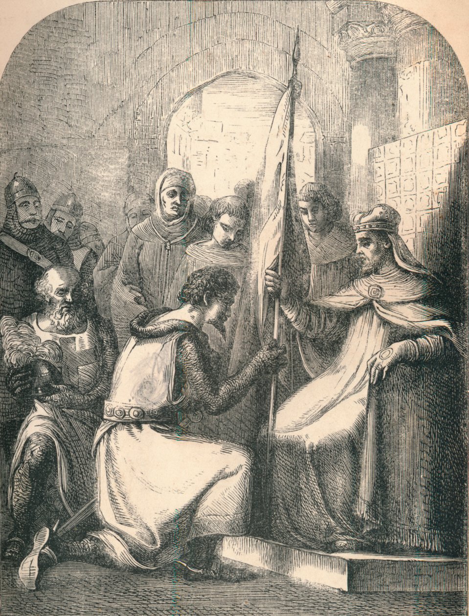 Hugh de Vermandois mottar et innviet banner fra pave Urban, 1869 av Paolo Priolo