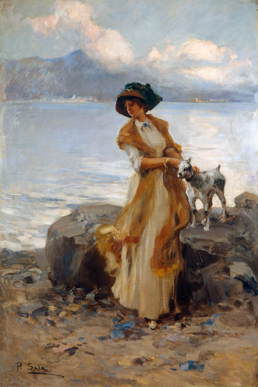 Harmony on Lake Mergozzo, av Paolo Sala (1859-1924), olje på lerret av Paolo Sala