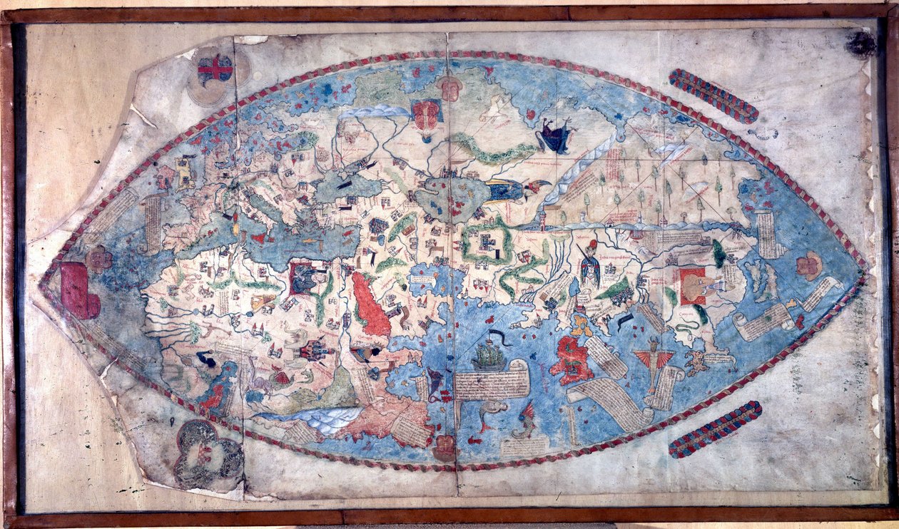 Verdenskart over Paolo Toscanelli (1397 - 1497). 1457. Dette kartet representerer det europeiske bildet av jorden før oppdagelsen av de store kontinentene. Bibliotek Nazionale Firenze av Paolo Toscanelli