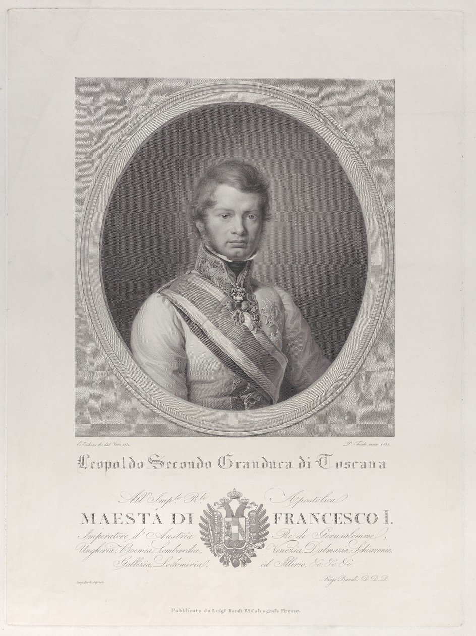 Ovalt portrett av Leopold II, storhertug av Toscana, 1833., 1833. av Paolo Toschi