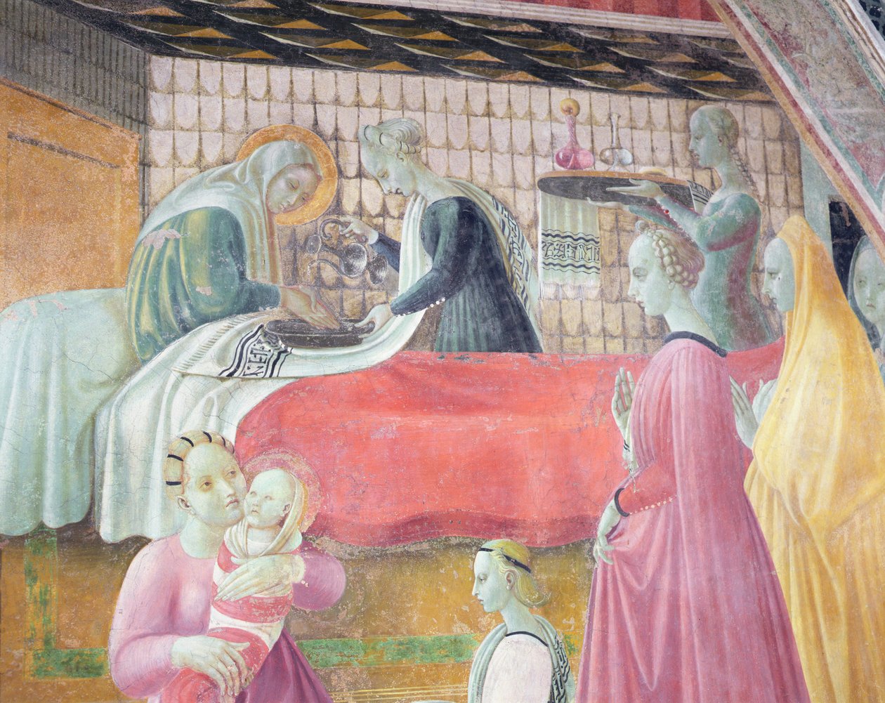 Jomfruens fødsel, fra Assumptionskapellet, 1440 av Paolo Uccello