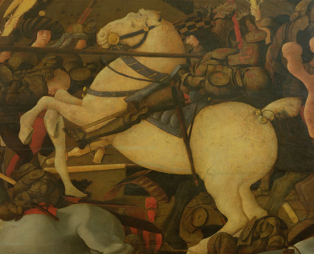 Detalj av Niccolo da Tolentino, fra slaget ved San Romano i 1432, ca. 1456 (tempera på panel) av Paolo Uccello