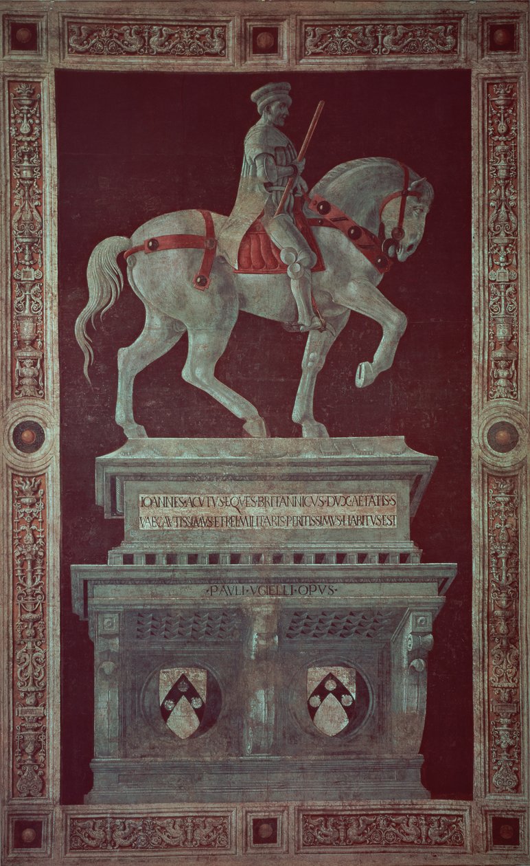 Equestrian Monument of Sir John Hawkwood (1320-94), 1436 (freskomaleri overført til lerret) av Paolo Uccello