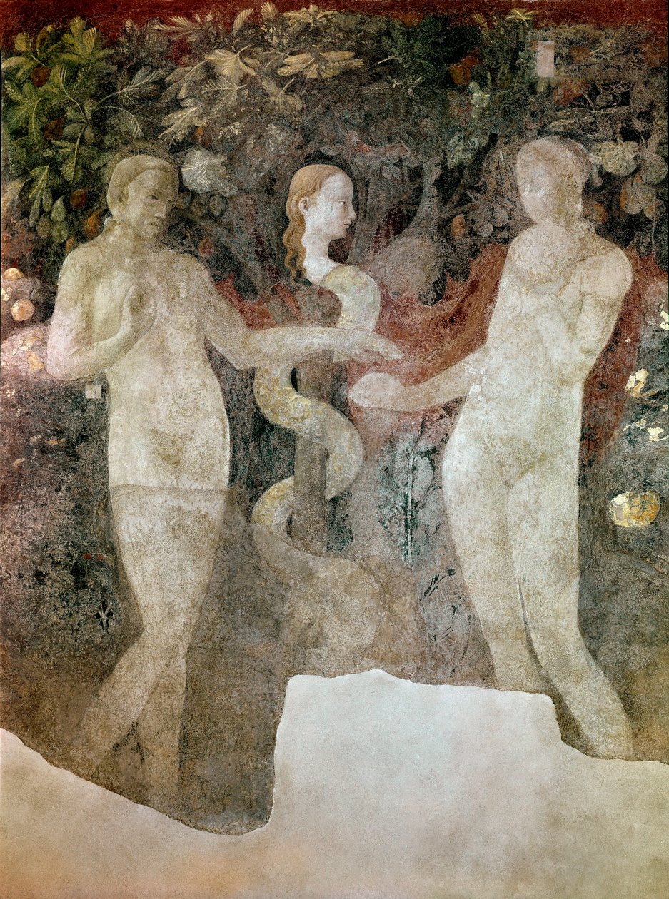 Genesis, skapelsen av Eva og arvesynden (Fresco av Paolo Uccello