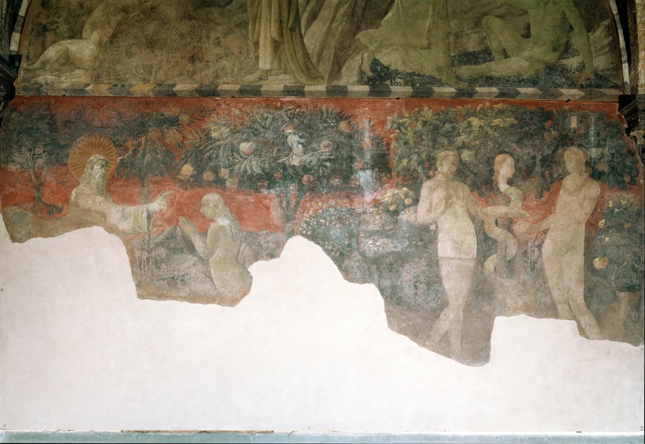Genesis, skapelsen av eva og arvesynden - Fresco av Paolo Uccello