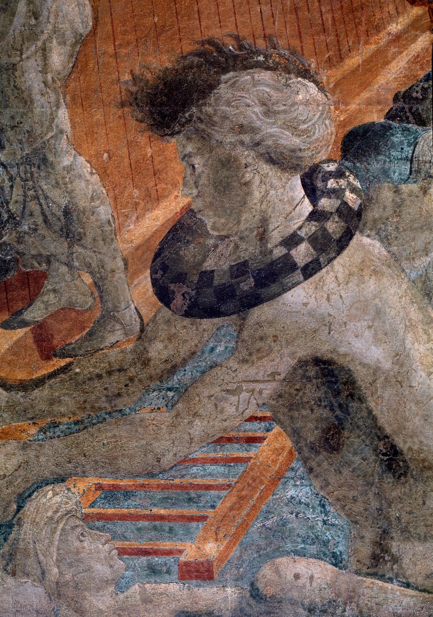 Noah and the Flood, detalj av kostymet til en av de tapte menneskene utenfor Arken - Fresco av Paolo Uccello
