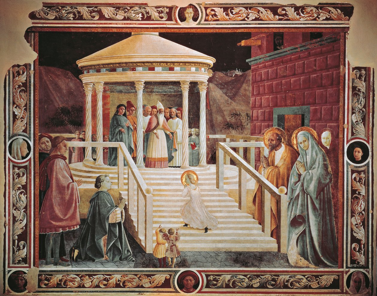 Presentasjon av Maria ved tempelet, av Paolo Uccello (1397-1475), katedralen i Prato av Paolo Uccello