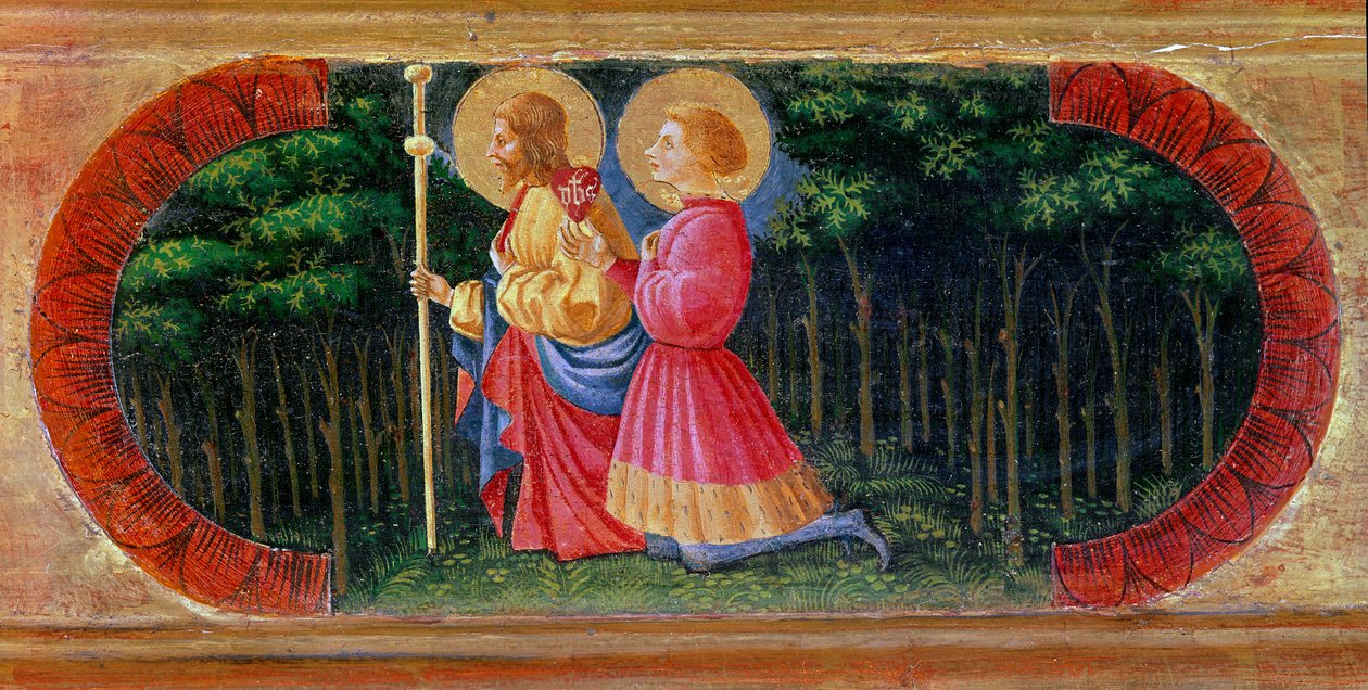 De hellige James og Ansano ber. Maleri av Paolo di Dono dit Paolo Uccello (1397-1475) av Paolo Uccello