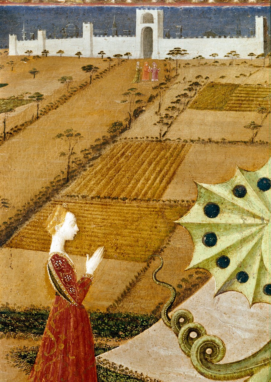 St. George and the Dragon, detalj av prinsessepaneldetaljen til 85551 av Paolo Uccello