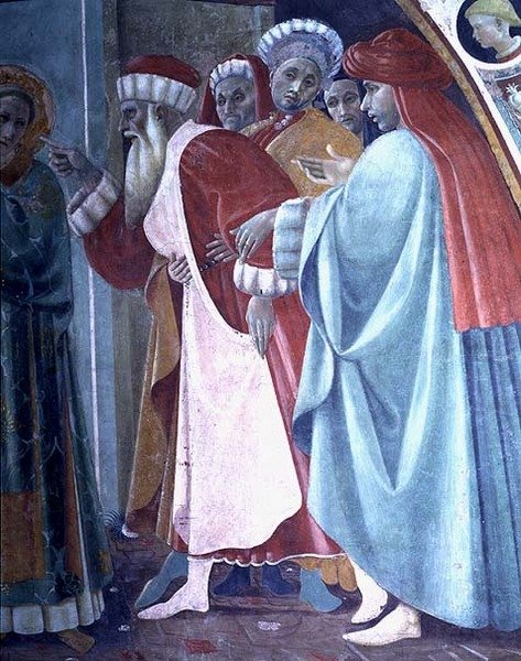 The Dispute of St. Stephen, detalj av The Saint Preaching, fra Cappella dell"Assunta av Paolo Uccello