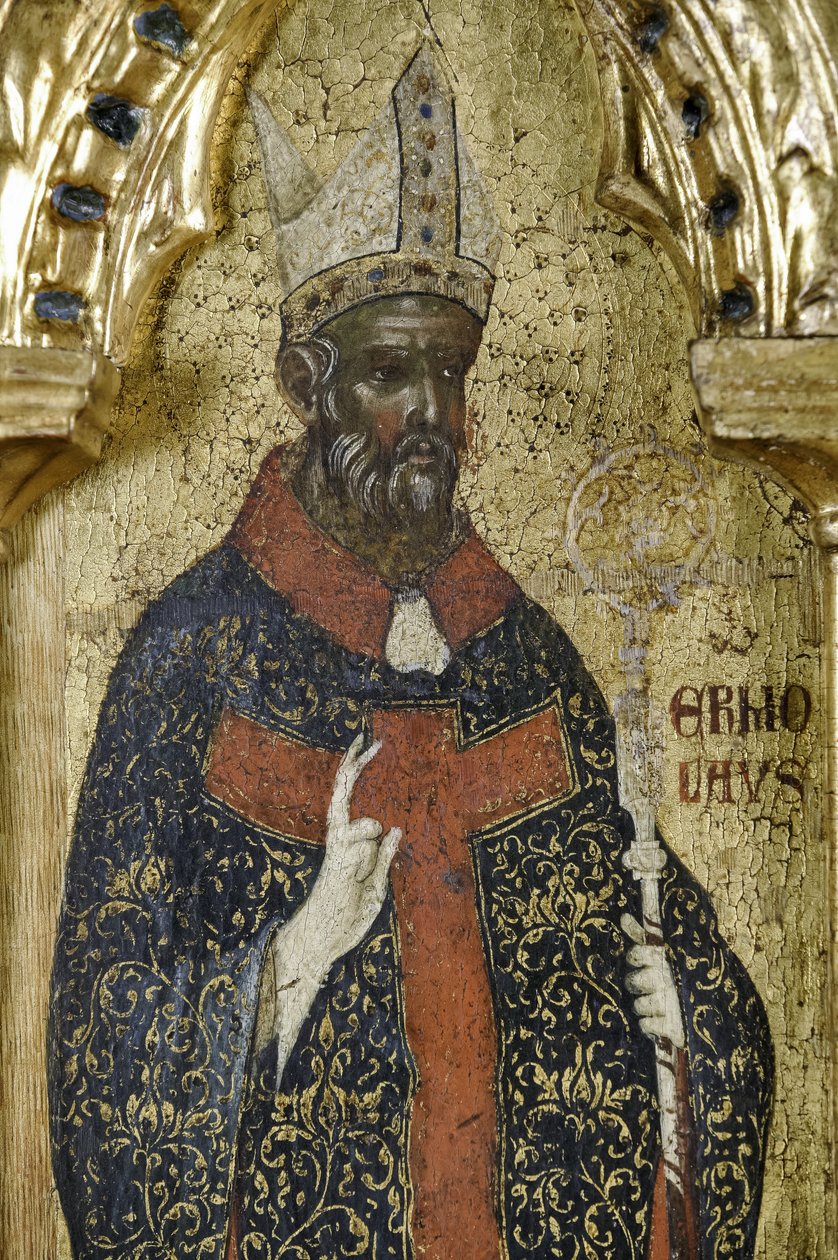 St. Hermolaus, detalj fra 1630100 Polyptych of the Crucifixion with Saints av Paolo Veneziano