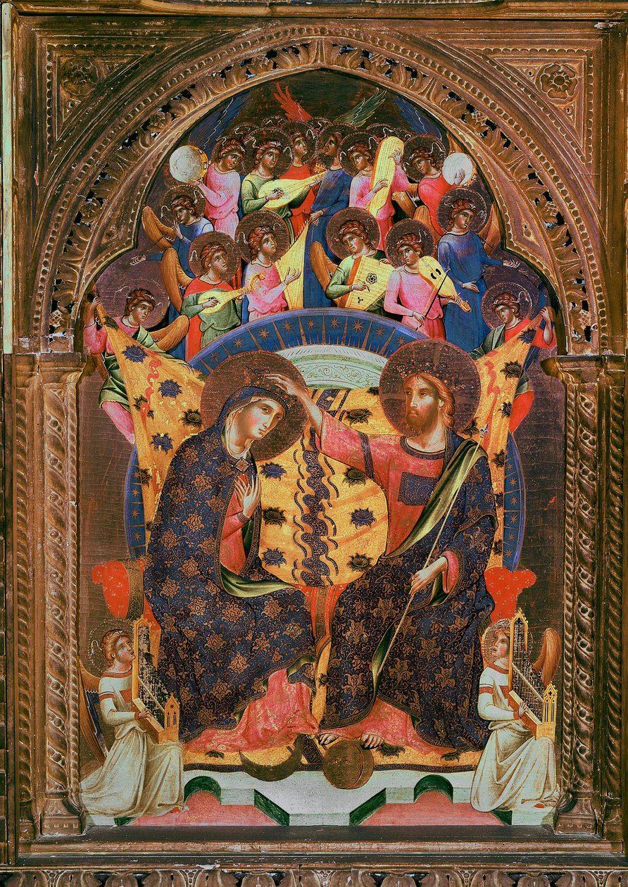 The Coronation of the Virgin Painting av Paolo Veneziano (aktivt mellom 1320 og 1362) Venezia, Gallerie del 