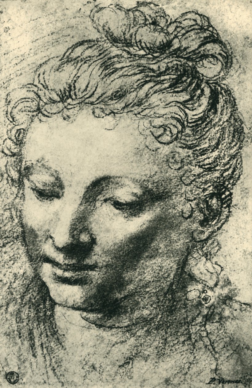 Hodet til en kvinne som ser ned, midten av 1500-tallet, 1943. av Paolo Veronese