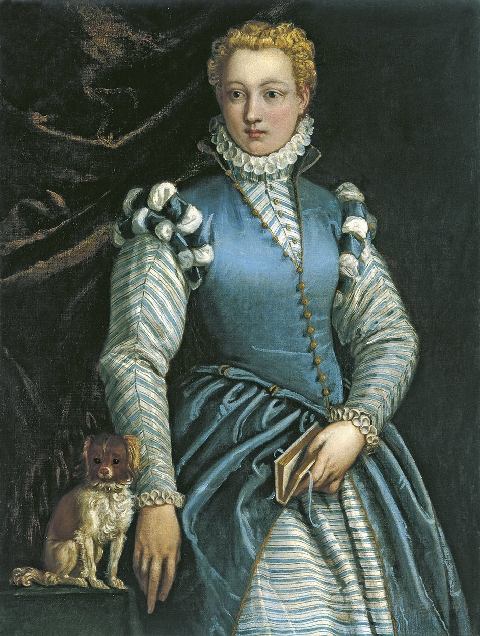 Portrett av en kvinne med en hund av Paolo Veronese