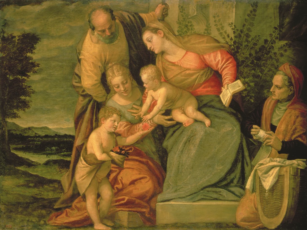 Den hellige familie med St. Elizabeth og døperen Johannes av Paolo Veronese