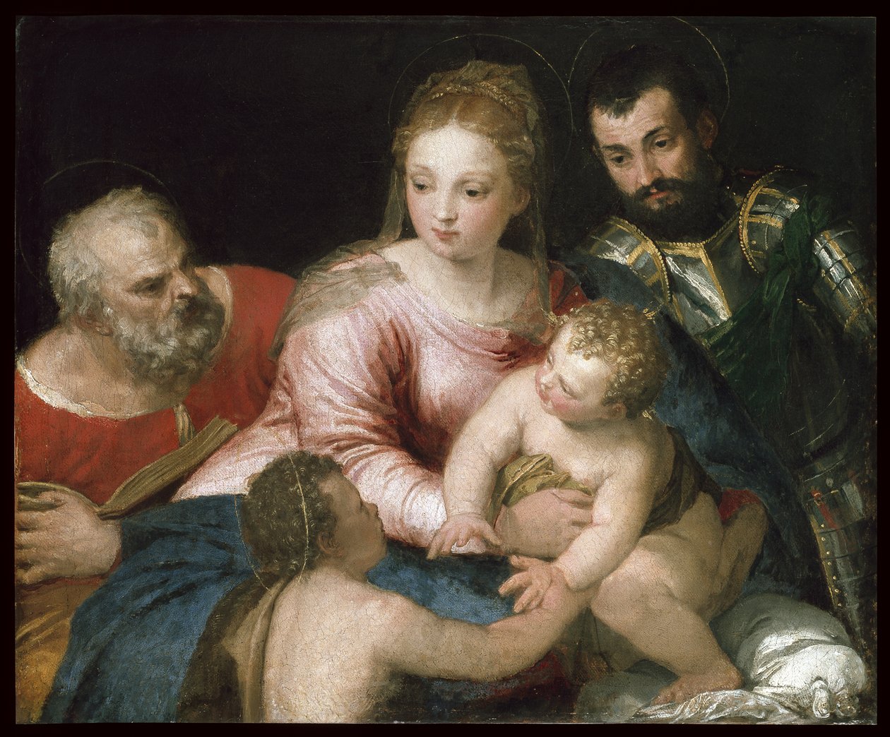 Den hellige familie med den unge døperen Johannes og St. Georg, tidlig på 1550-tallet av Paolo Veronese