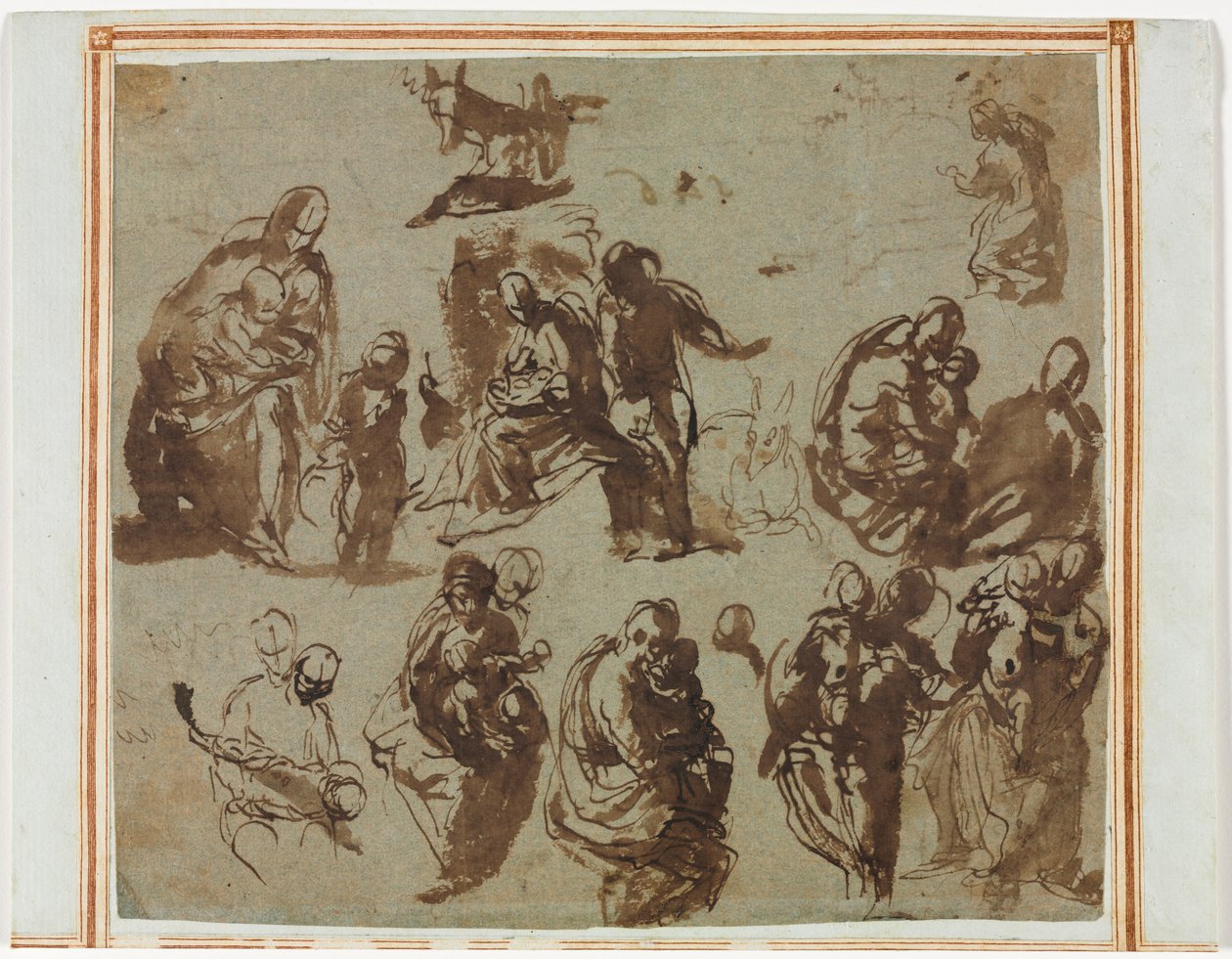 Ulike skisser av Madonna og barnet (recto) av Paolo Veronese