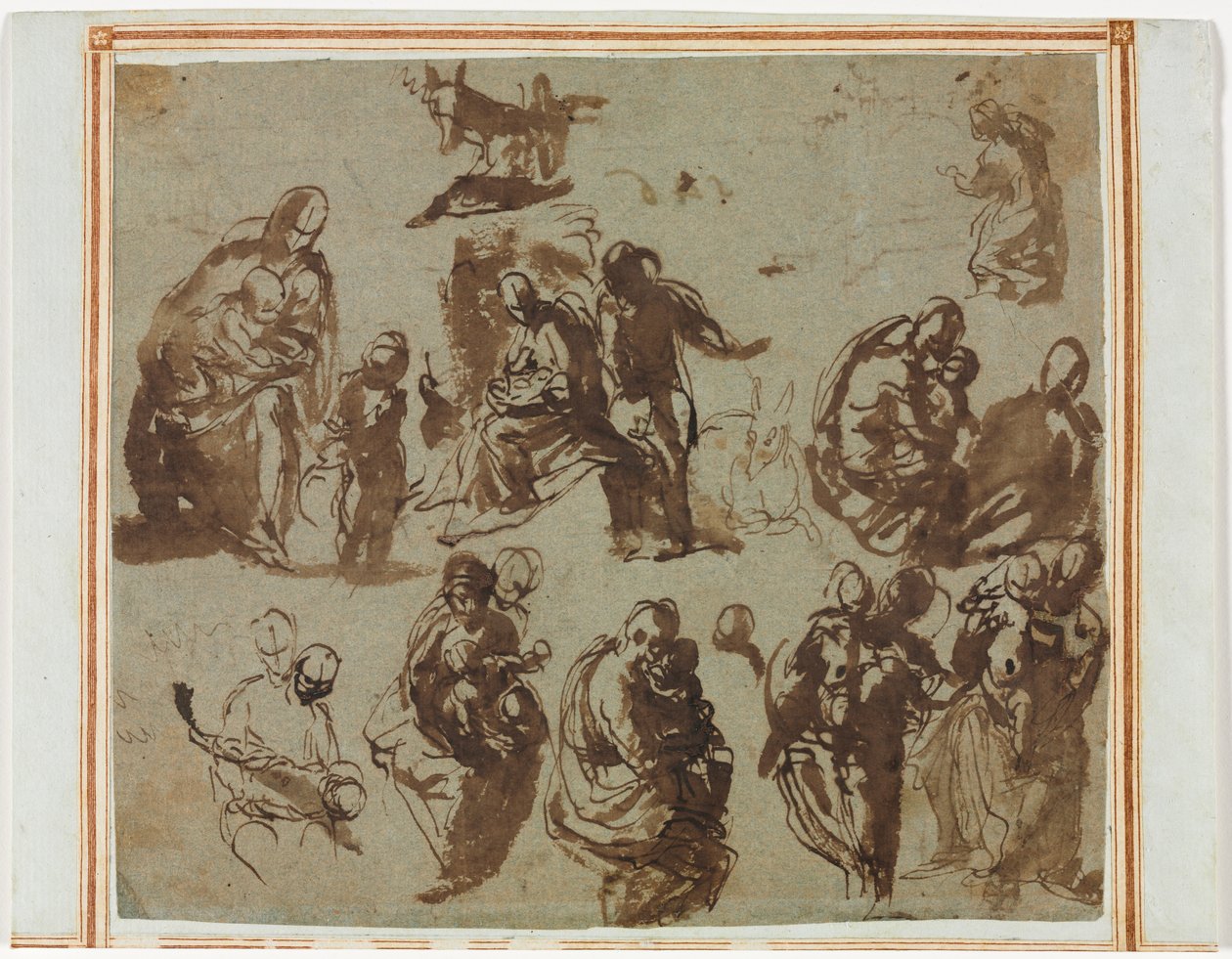 Ulike skisser av Madonna og barnet, ca. 1580. av Paolo Veronese