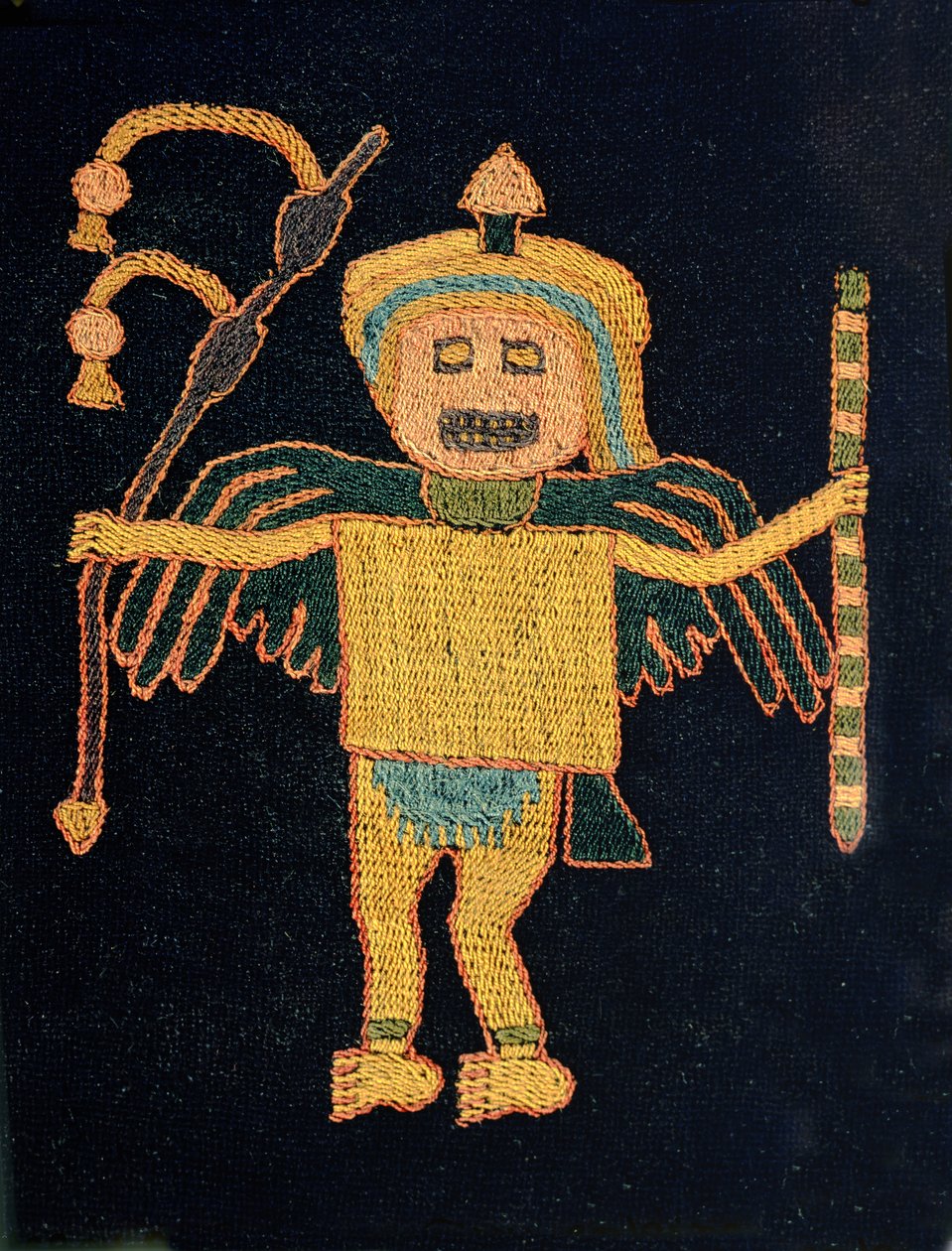 Detalj av et stykke ullstofftekstil av Paracas Culture