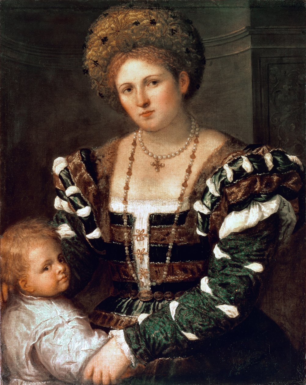 Portrett av en dame med en gutt av Paris Bordone