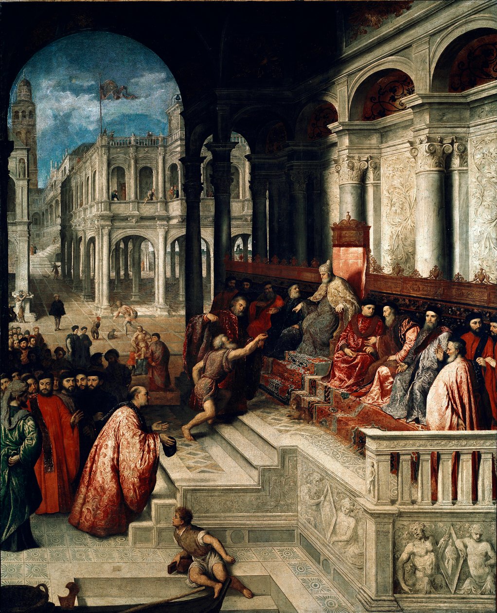 Overleveringen av dogeringen til Andrea Gritti (1455-1538) Maleri av Paris Bordon eller Bordone (1500-1571) 1540 ca. Galerie dell