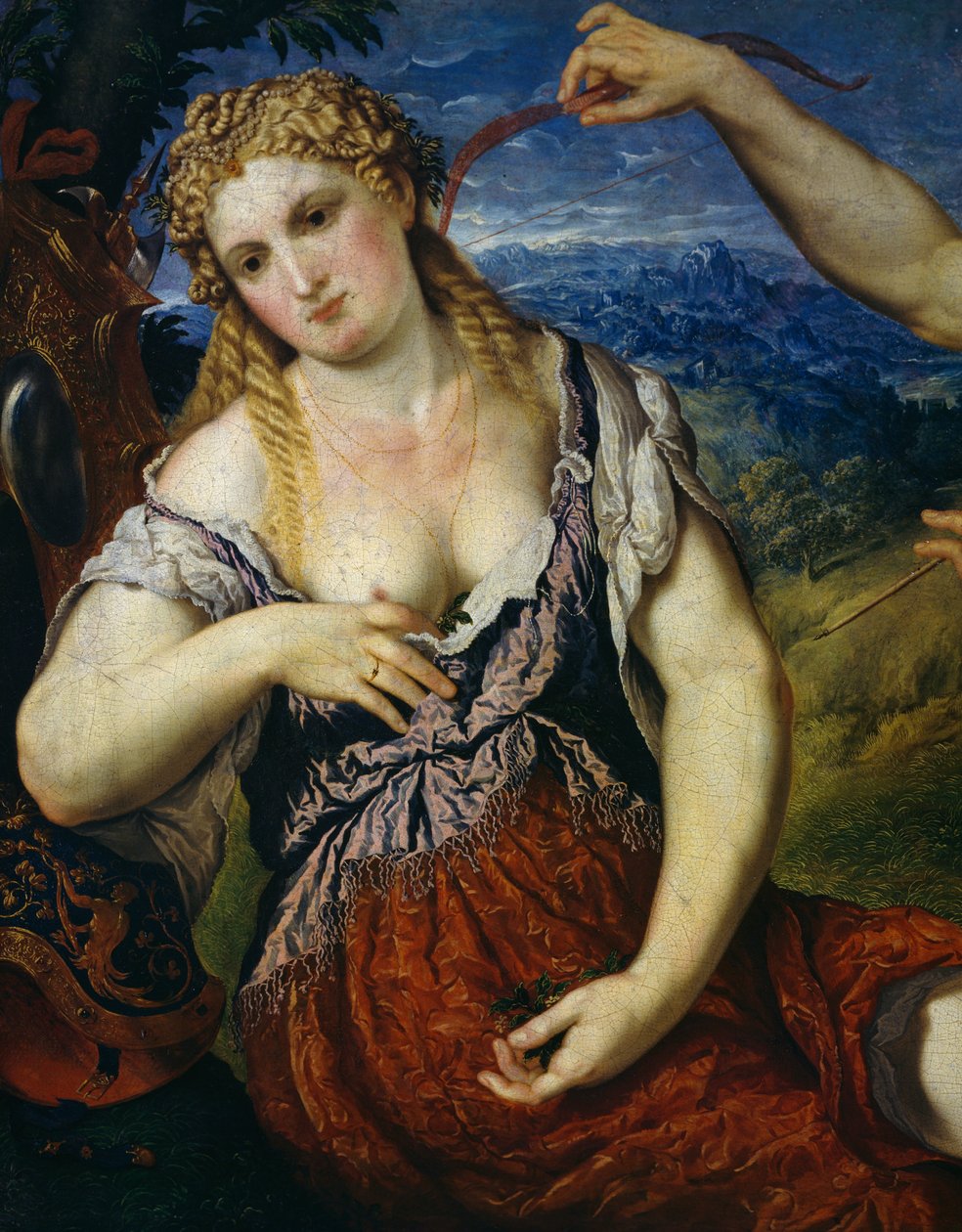 Venus, detalj fra Venus, Flora, Mars og Amor (Allegory) av Paris Bordone