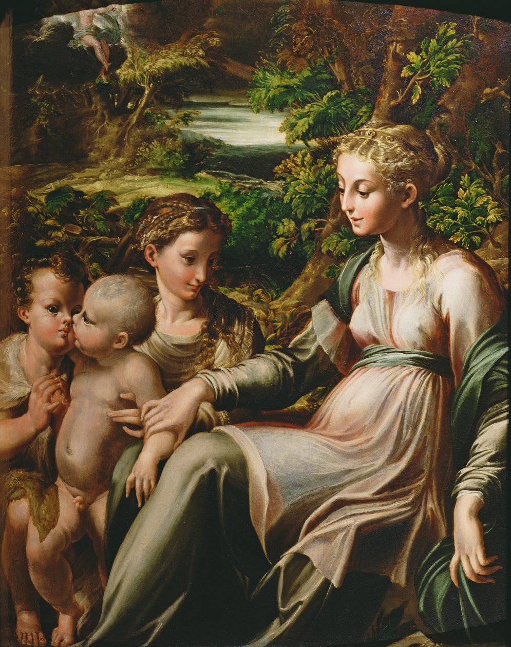 Jomfru og barn, med de hellige Catherine og John av Parmigianino