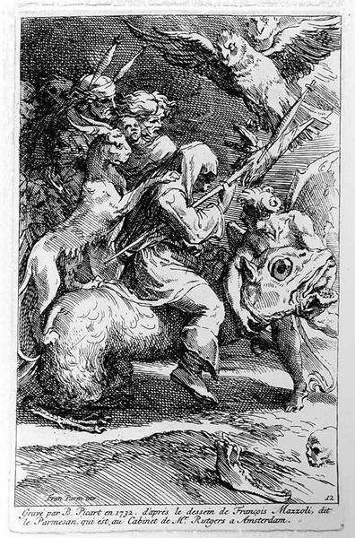 The Witches Sabbath, gravert av Bernard Picart (1673-1733) 1732 av Parmigianino