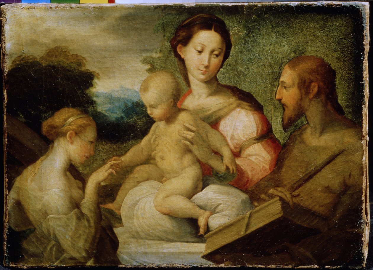 ""The Mystical Marriage of Saint Catherine" (The Mystical Marriage of Saint Catherine) Den mystiske bryllupet til Saint Catherine of Siena (1347-1380) med Kristus i 1368. Maleri av Girolamo Francesco Maria Mazzola kjent som Parmigianino eller Le Parmesan ( av Parmigianino