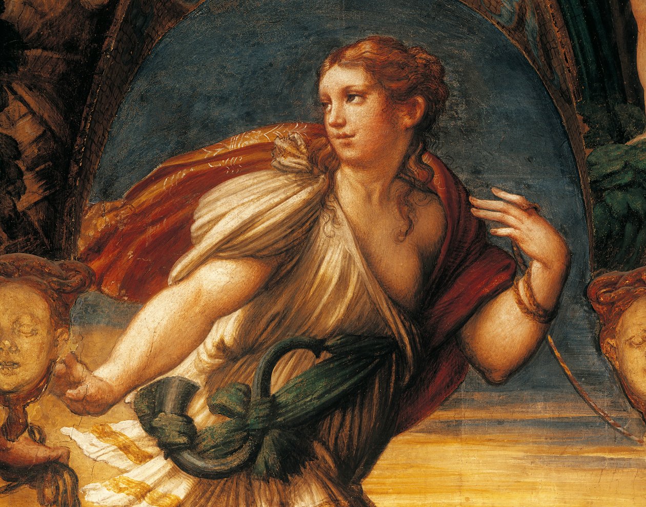 Legend of Diana and Actaeon av Francesco Mazzola, kjent som Parmigianino (1503-1540), fresco, detalj, Rocca Sanvitale, Fontanellato, Emilia Romagna av Parmigianino
