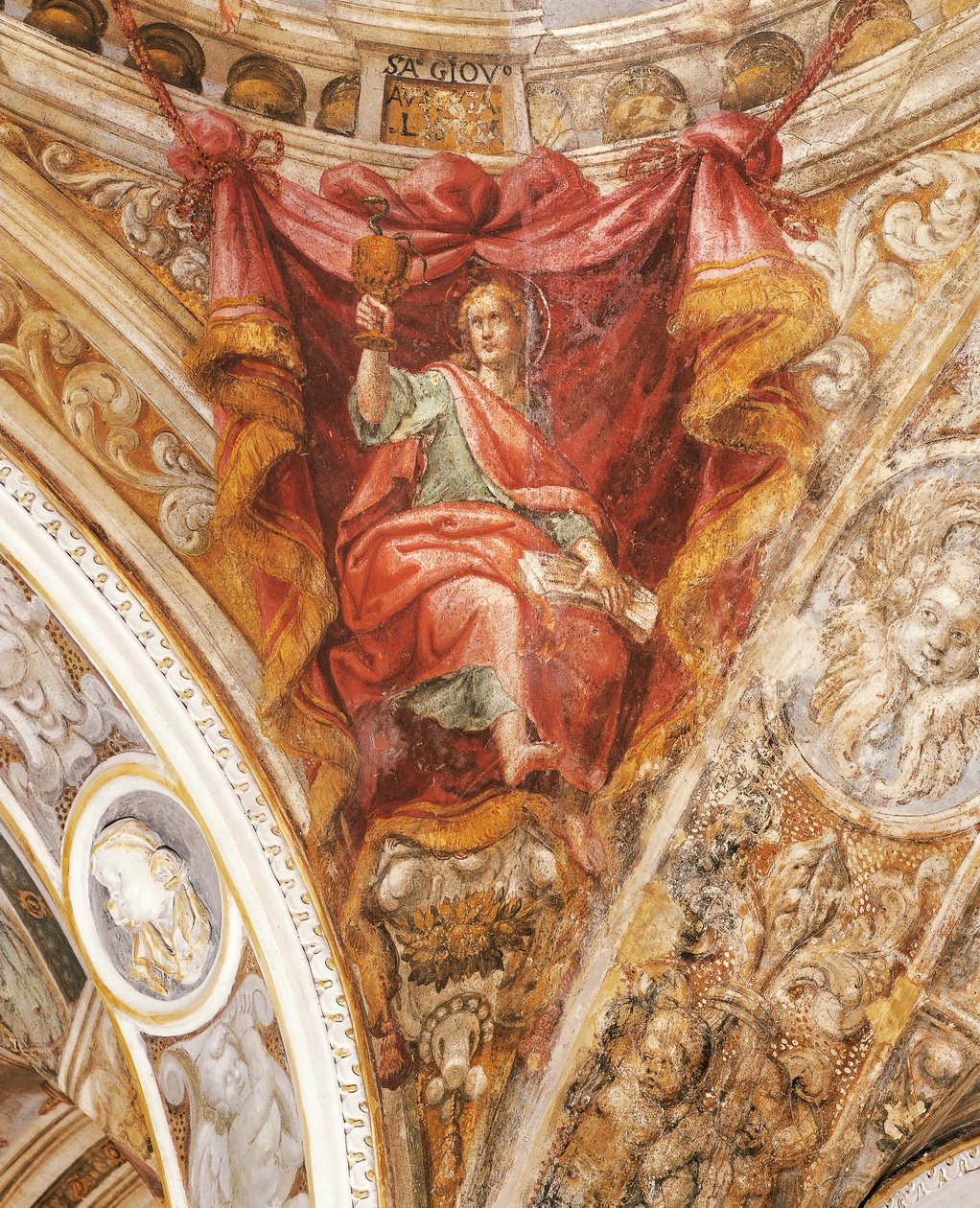 St Hilary of Poitiers av Francesco Mazzola, kjent som Parmigianino (1503-1540), freskomaleri, San Giovanni Evangelista-kirken, Parma av Parmigianino