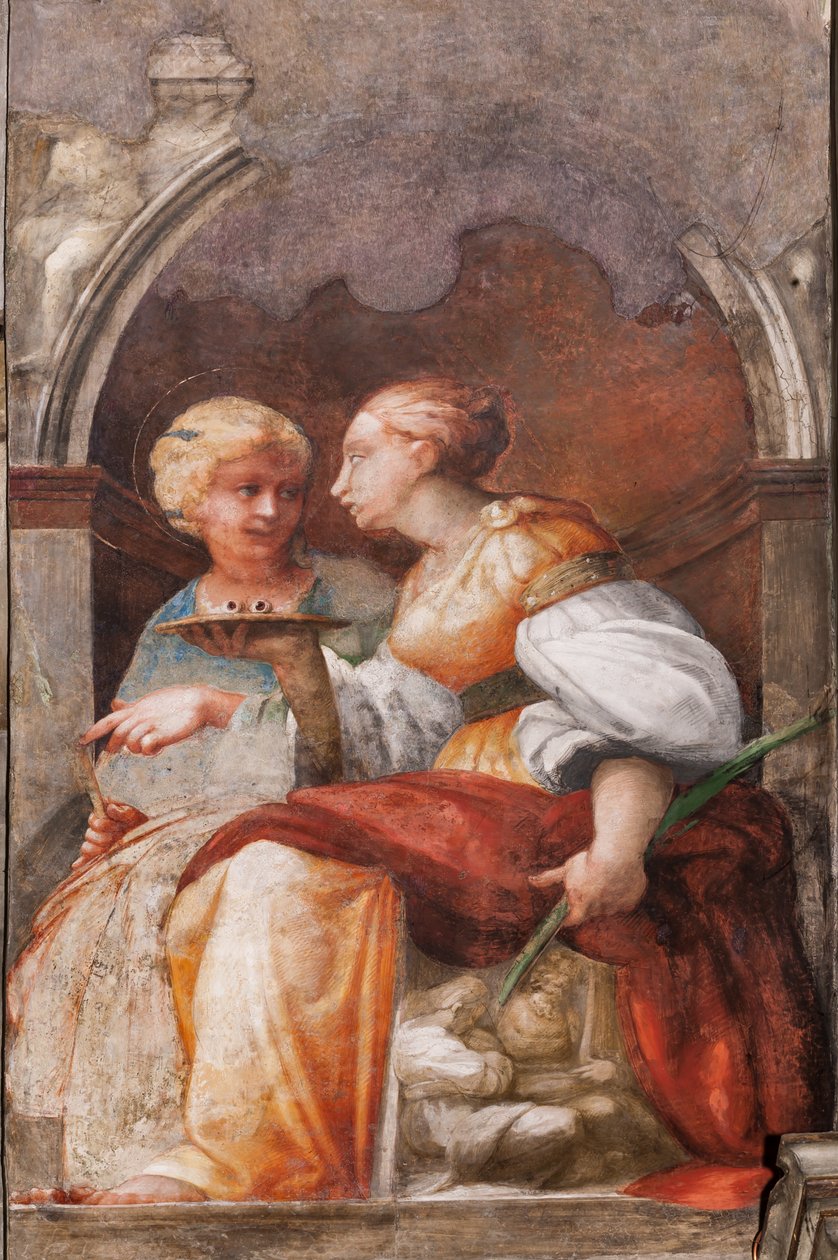 St. Lucy og St. Apollonia, ca. 1523 (fresco) av Parmigianino