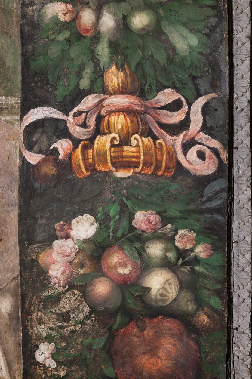 Dekorasjonsdetalj med blomster og frukt, ca. 1523 (fresco) av Parmigianino