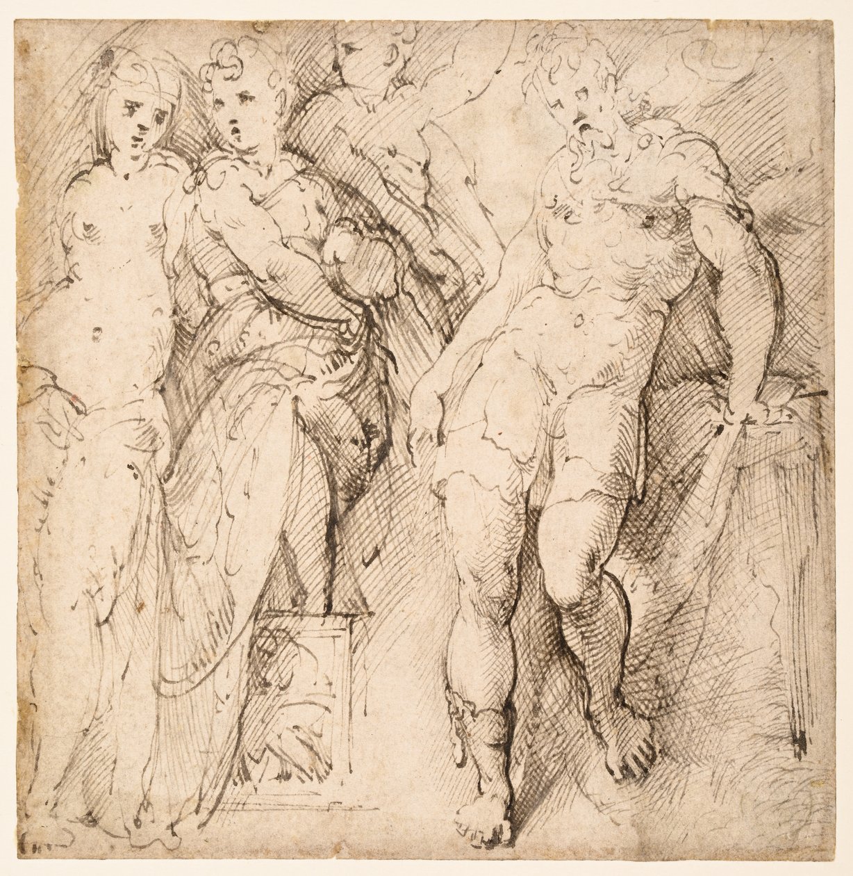 Fire figurstudier (rekto) av Parmigianino